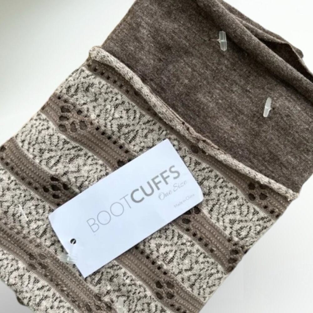 Boot Cuffs Brown & Cream Lace Knit, Women's size